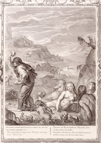 Deucalion and Pyrrha Repeople the World by Throwing Stones Behind Them by Bernard Picart